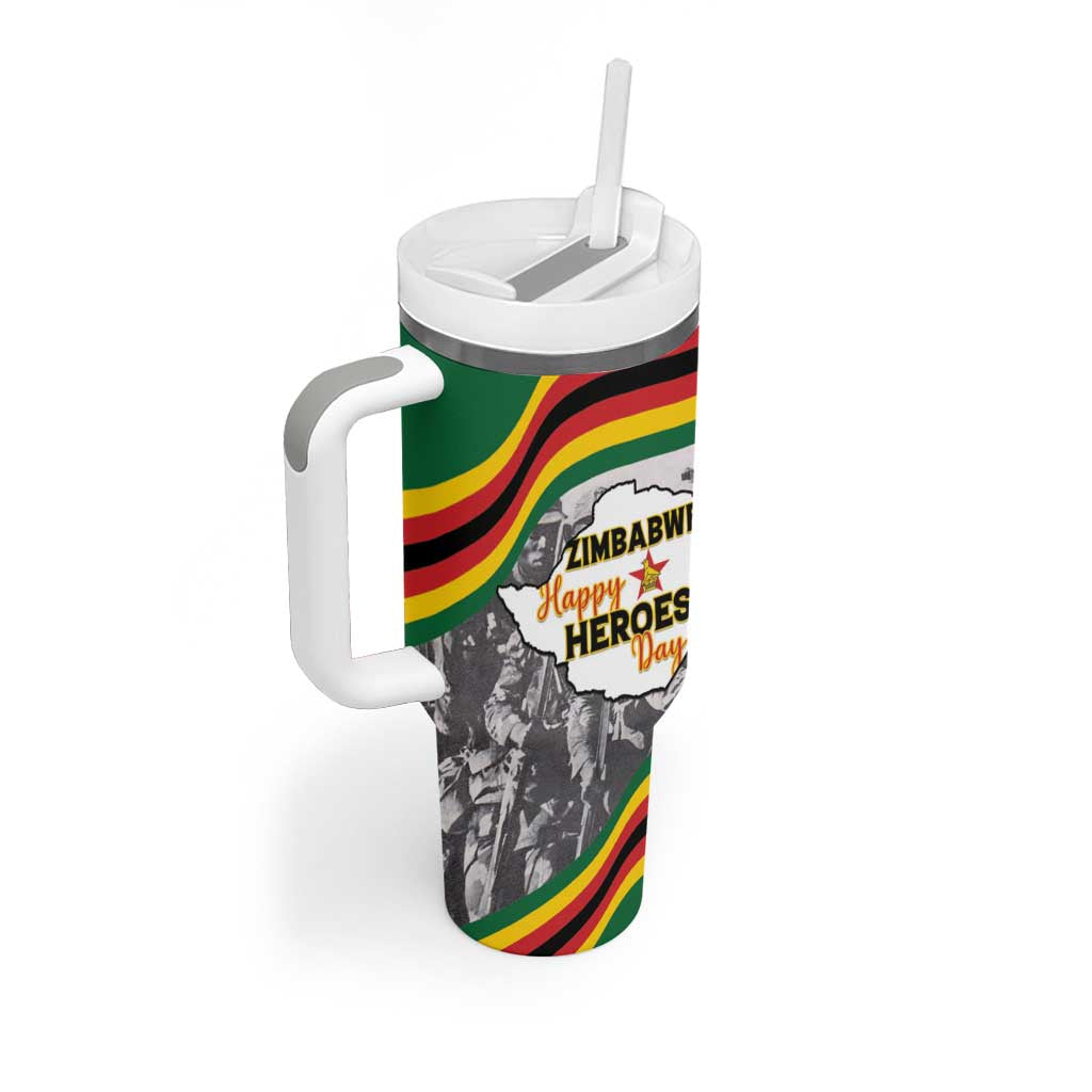 Happy Heroes Day Zimbabwe Tumbler With Handle Unity Freedom Work LT15