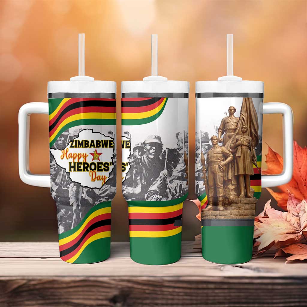 Happy Heroes Day Zimbabwe Tumbler With Handle Unity Freedom Work LT15