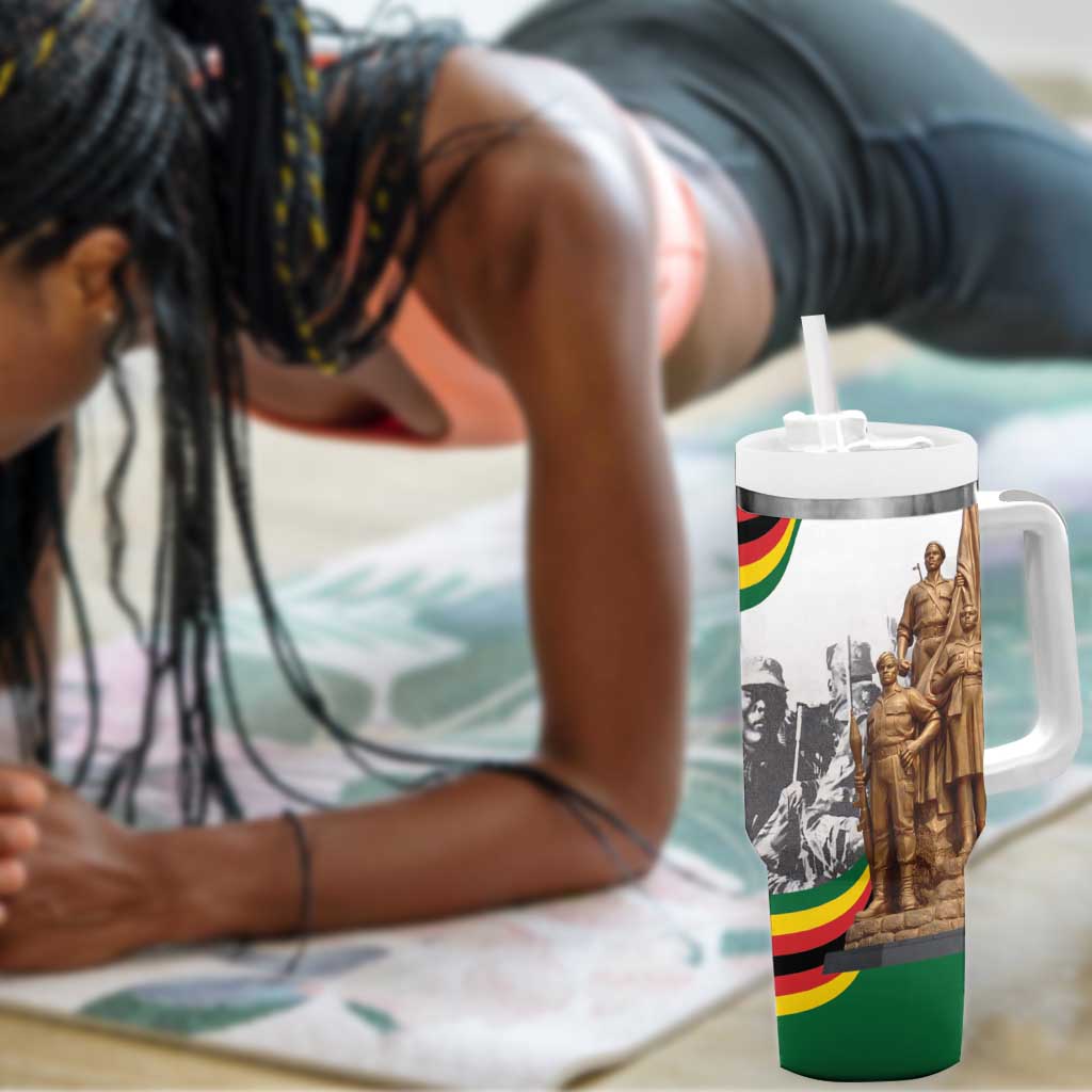 Happy Heroes Day Zimbabwe Tumbler With Handle Unity Freedom Work LT15