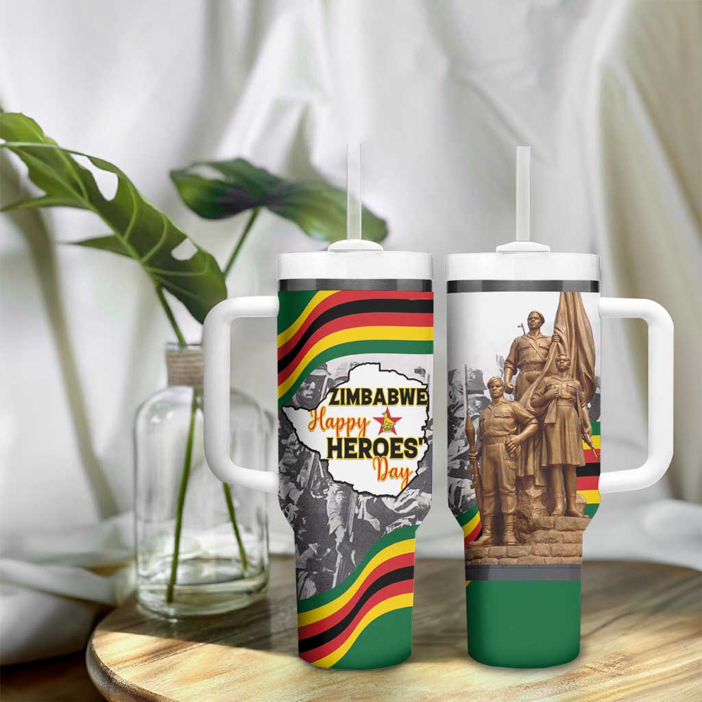 Happy Heroes Day Zimbabwe Tumbler With Handle Unity Freedom Work LT15