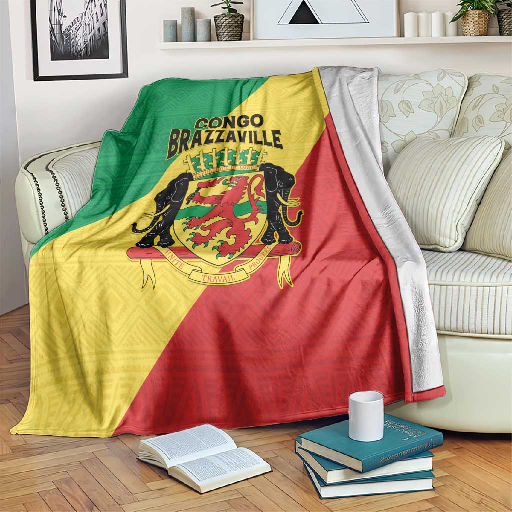 Republique du Congo Blanket Coat Of Arms African Pattern LT15