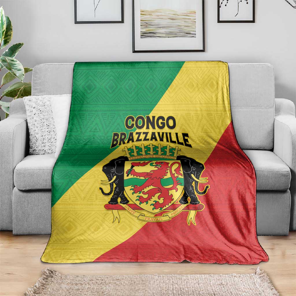Republique du Congo Blanket Coat Of Arms African Pattern LT15