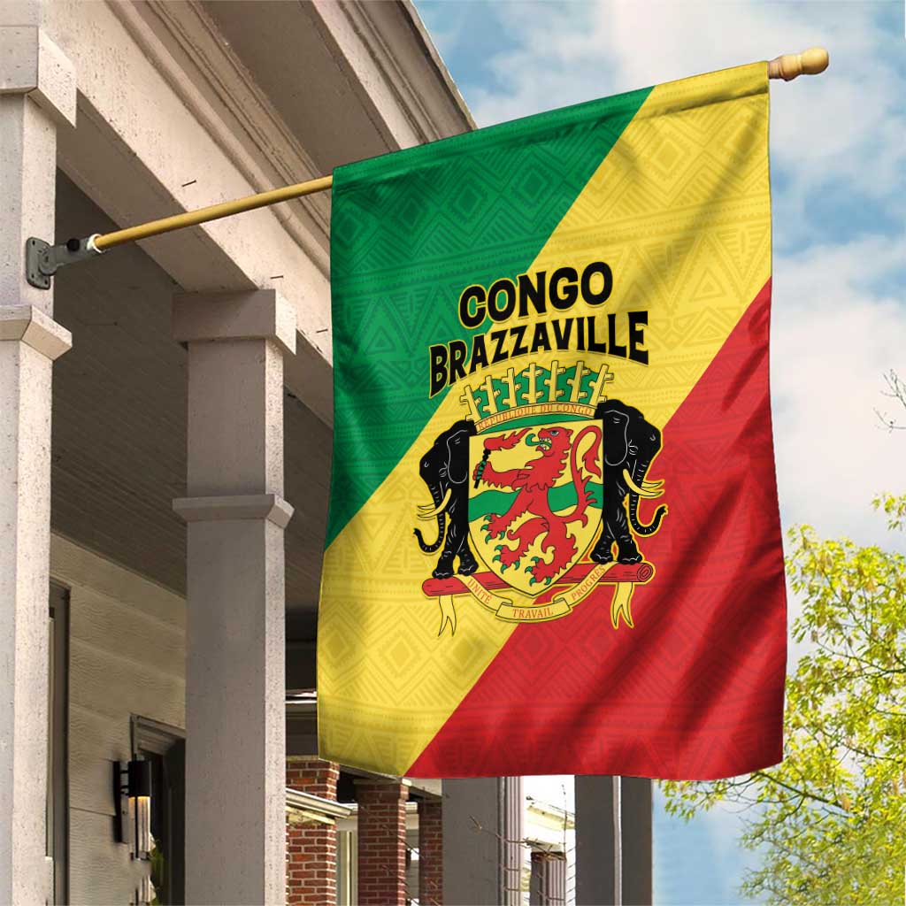 Republique du Congo Garden Flag Coat Of Arms African Pattern LT15