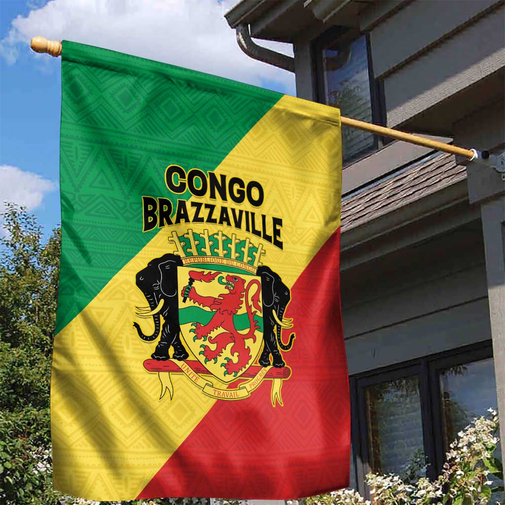 Republique du Congo Garden Flag Coat Of Arms African Pattern LT15