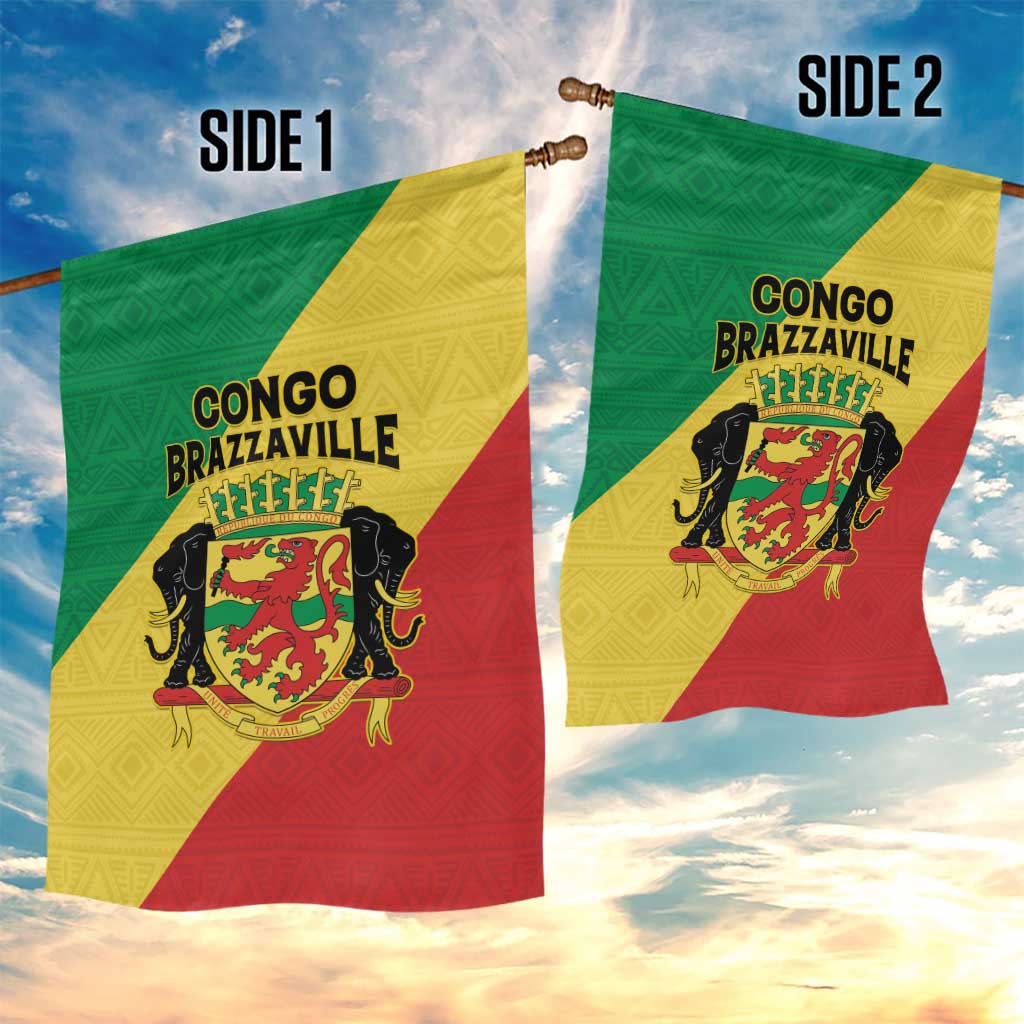 Republique du Congo Garden Flag Coat Of Arms African Pattern LT15