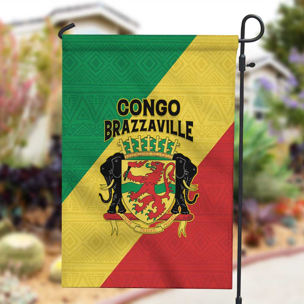 Republique du Congo Garden Flag Coat Of Arms African Pattern LT15