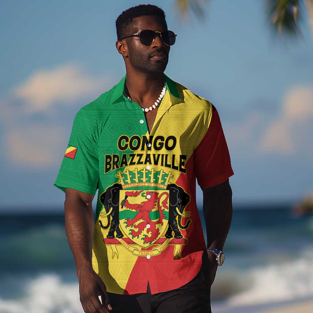 Personalized Republique du Congo Hawaiian Shirt Coat Of Arms African Pattern LT15