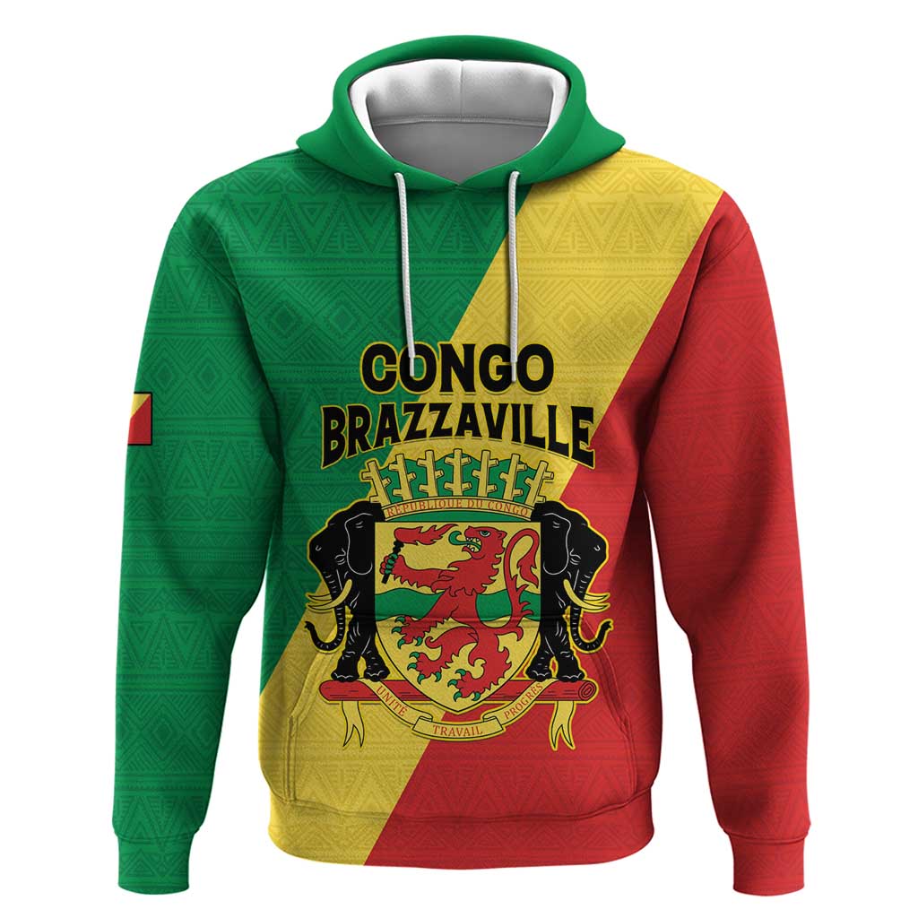 Personalized Congo Brazzaville Hoodie Coat Of Arms With Map - Flag Style LT15