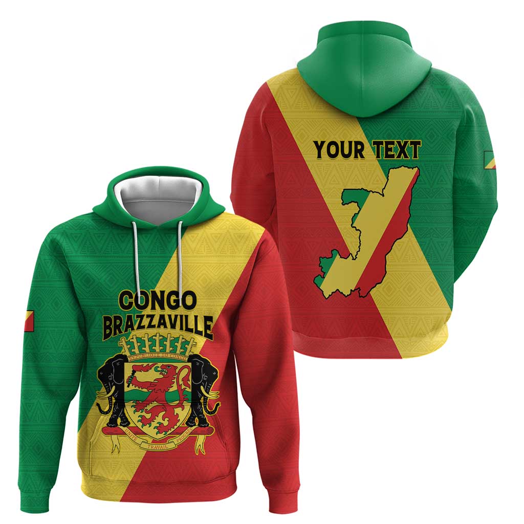 Personalized Congo Brazzaville Hoodie Coat Of Arms With Map - Flag Style LT15