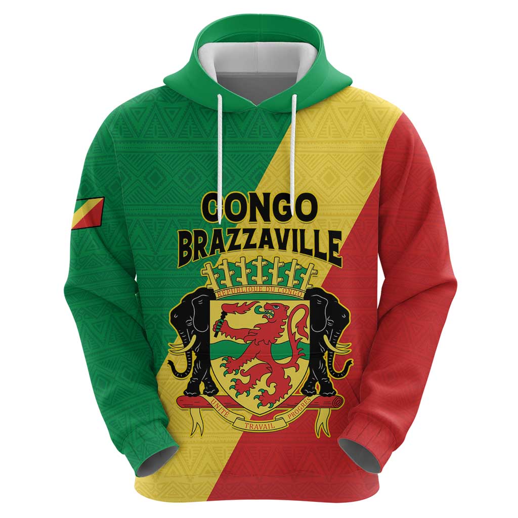 Personalized Congo Brazzaville Hoodie Coat Of Arms With Map - Flag Style LT15