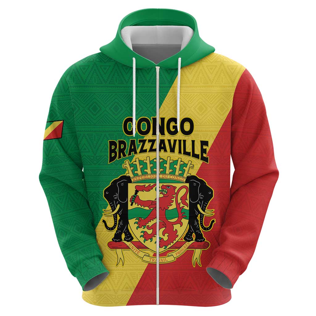 Personalized Congo Brazzaville Hoodie Coat Of Arms With Map - Flag Style LT15