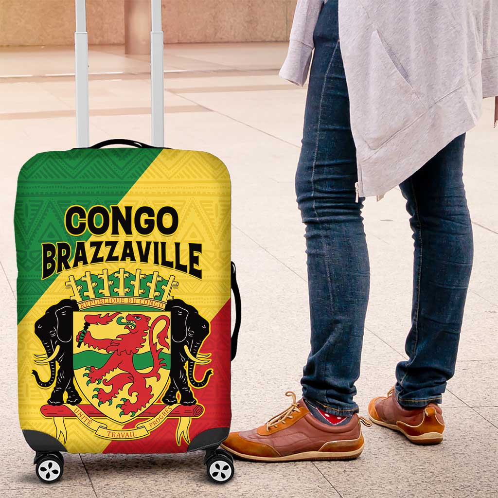 Congo Brazzaville Luggage Cover Coat Of Arms With Map - Flag Style LT15