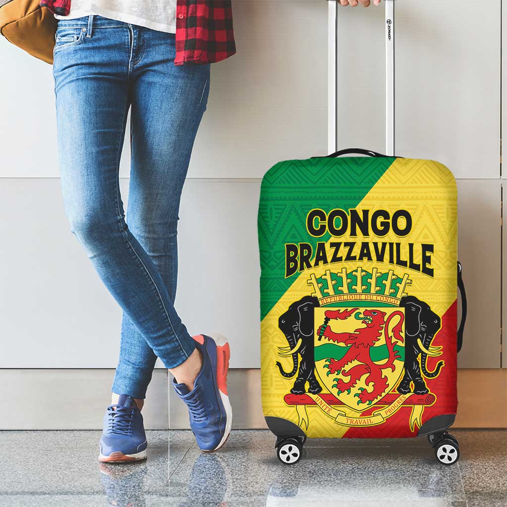 Congo Brazzaville Luggage Cover Coat Of Arms With Map - Flag Style LT15