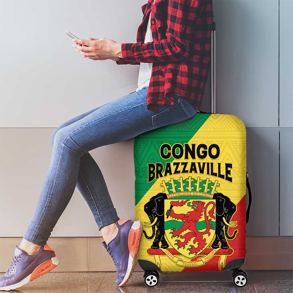 Congo Brazzaville Luggage Cover Coat Of Arms With Map - Flag Style LT15