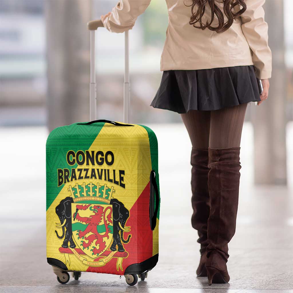 Congo Brazzaville Luggage Cover Coat Of Arms With Map - Flag Style LT15