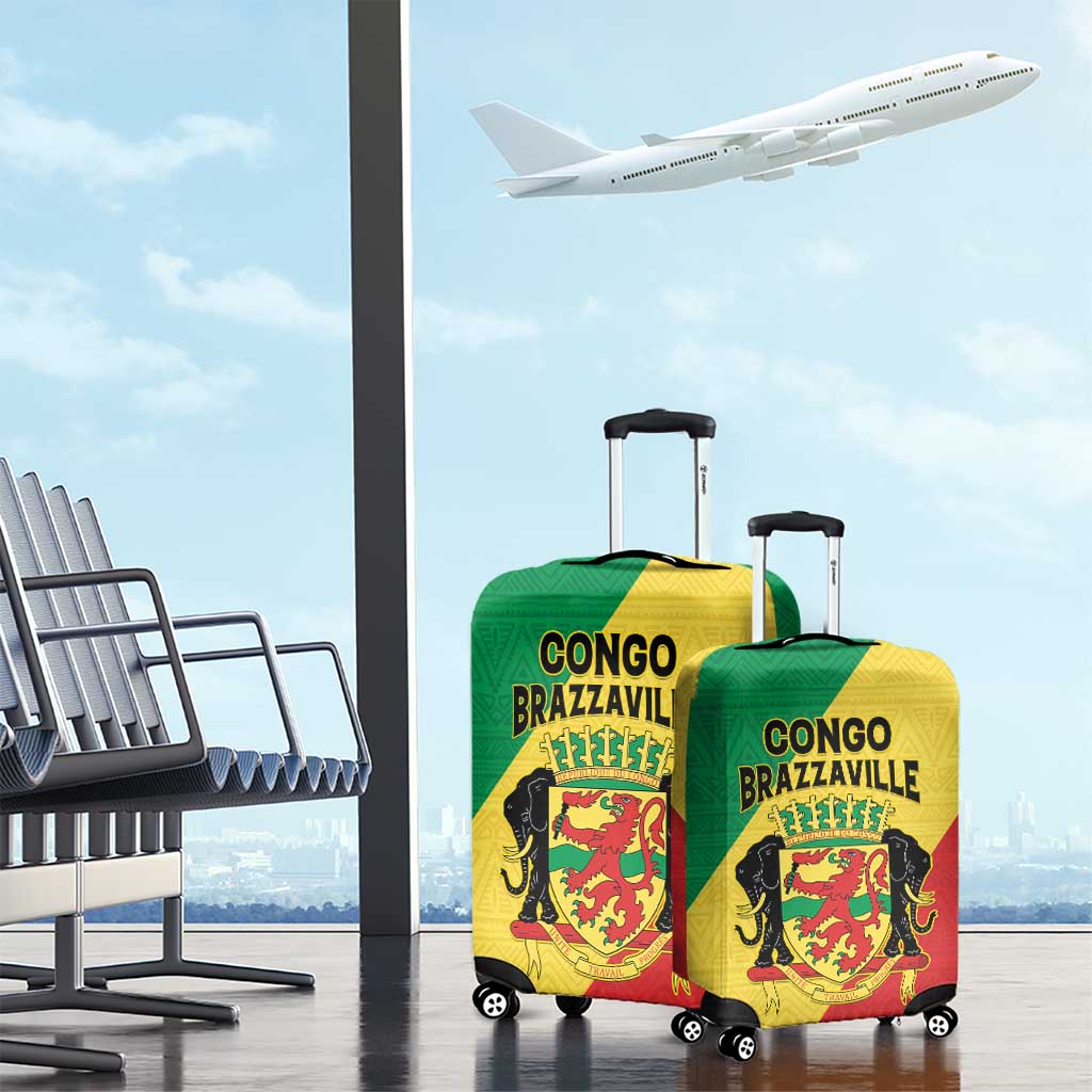 Congo Brazzaville Luggage Cover Coat Of Arms With Map - Flag Style LT15