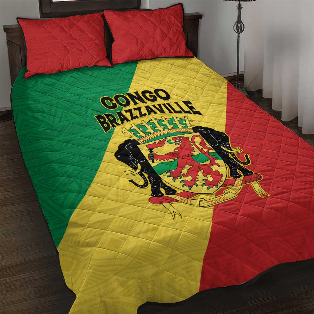 Republique du Congo Quilt Bed Set Coat Of Arms African Pattern LT15