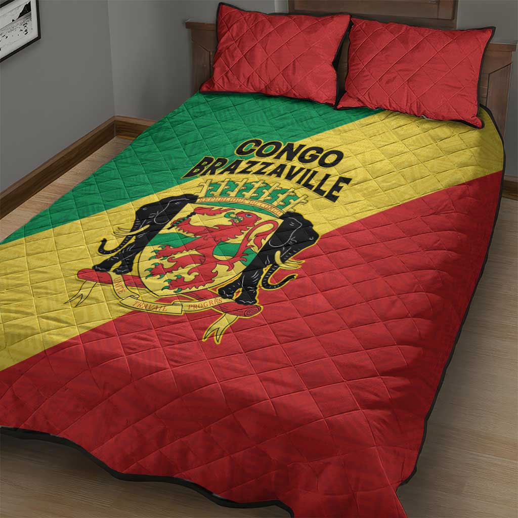 Republique du Congo Quilt Bed Set Coat Of Arms African Pattern LT15