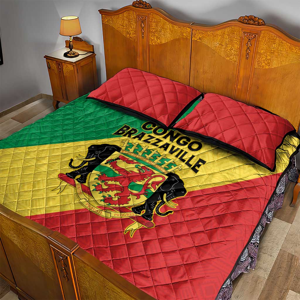 Republique du Congo Quilt Bed Set Coat Of Arms African Pattern LT15