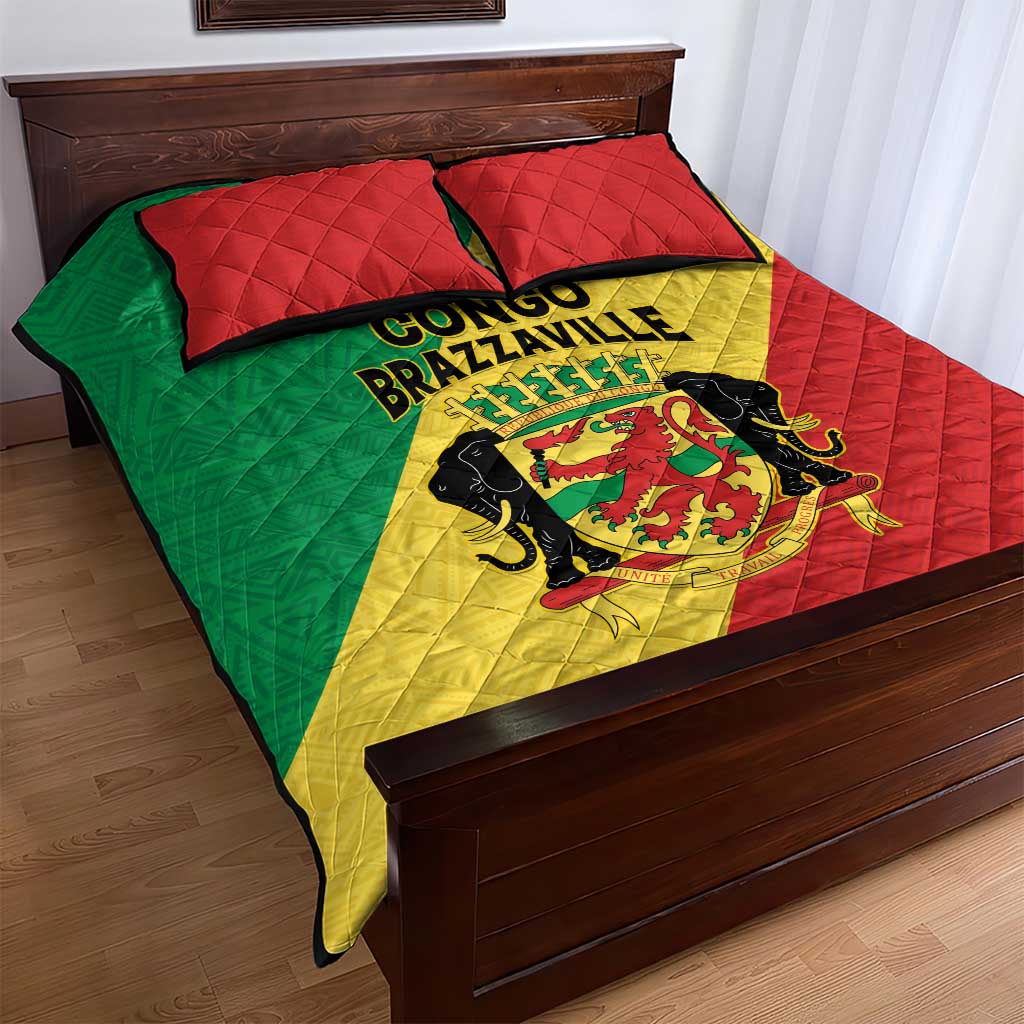 Republique du Congo Quilt Bed Set Coat Of Arms African Pattern LT15