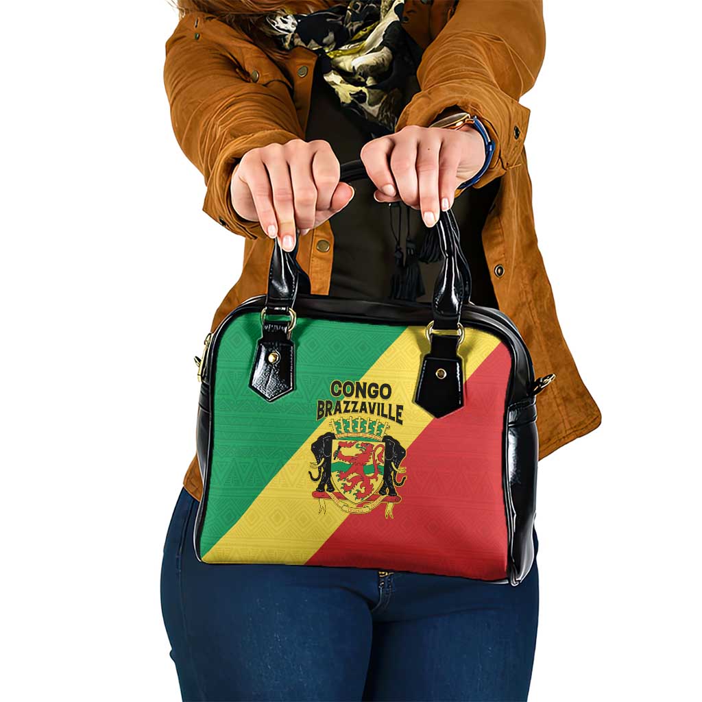 Congo Brazzaville Shoulder Handbag Coat Of Arms With Map - Flag Style LT15