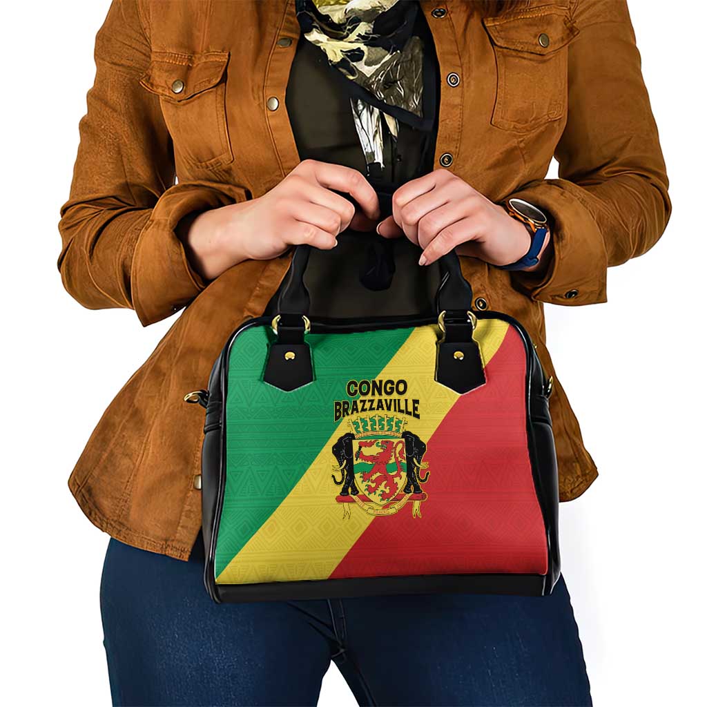 Congo Brazzaville Shoulder Handbag Coat Of Arms With Map - Flag Style LT15