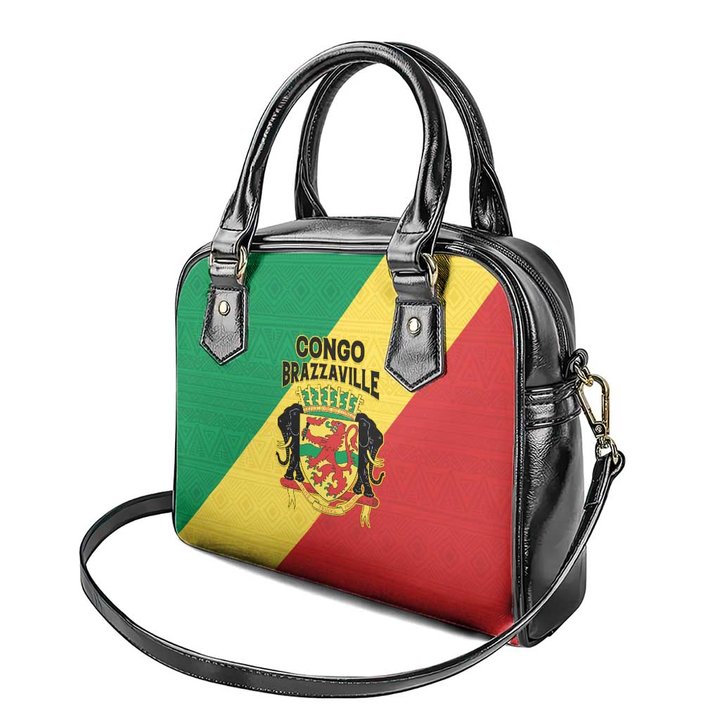 Congo Brazzaville Shoulder Handbag Coat Of Arms With Map - Flag Style LT15