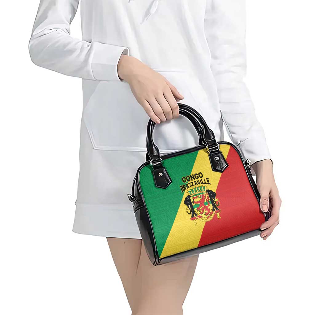 Congo Brazzaville Shoulder Handbag Coat Of Arms With Map - Flag Style LT15