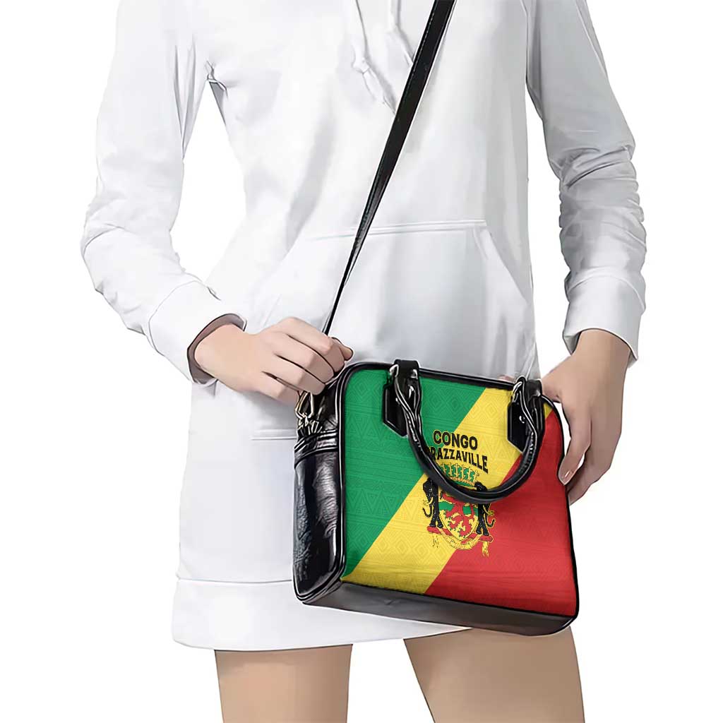 Congo Brazzaville Shoulder Handbag Coat Of Arms With Map - Flag Style LT15