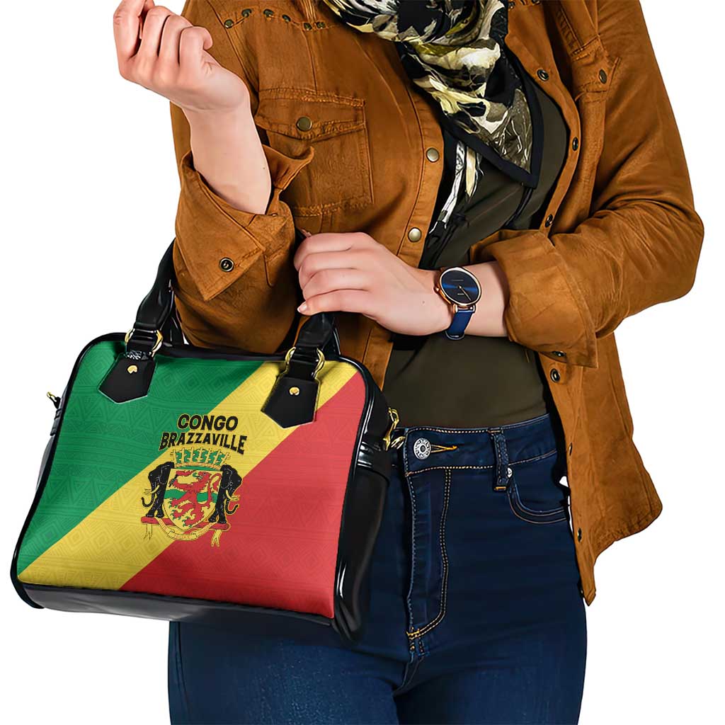 Congo Brazzaville Shoulder Handbag Coat Of Arms With Map - Flag Style LT15