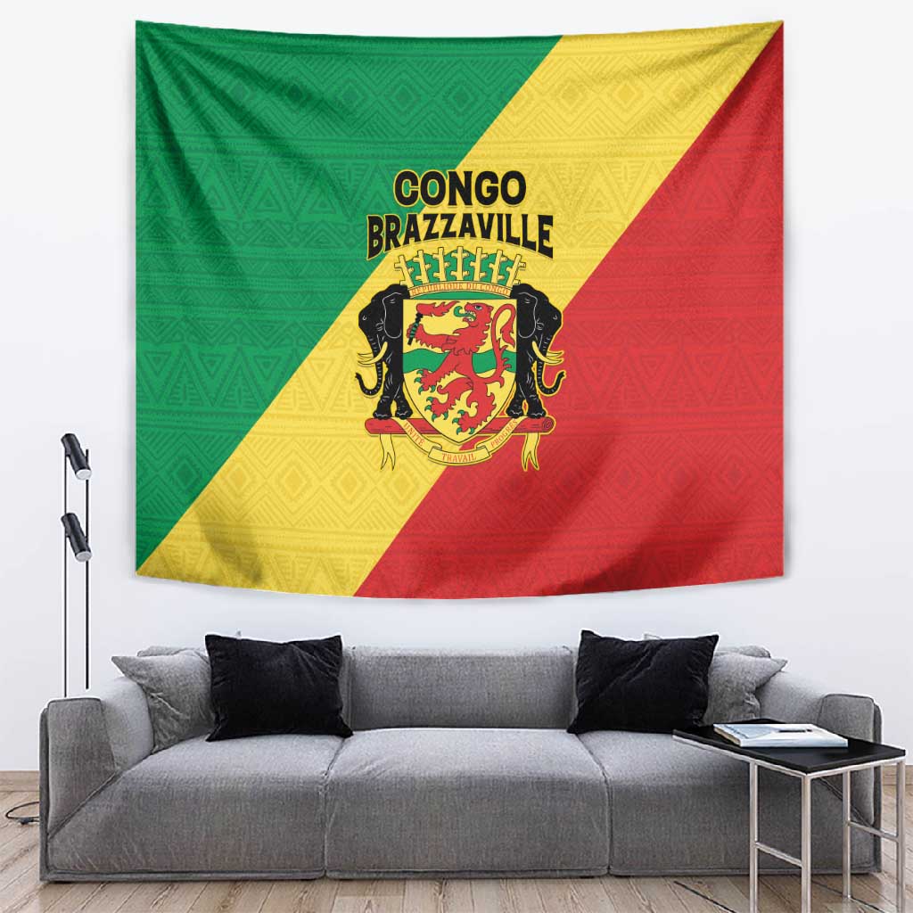Republique du Congo Tapestry Coat Of Arms African Pattern LT15