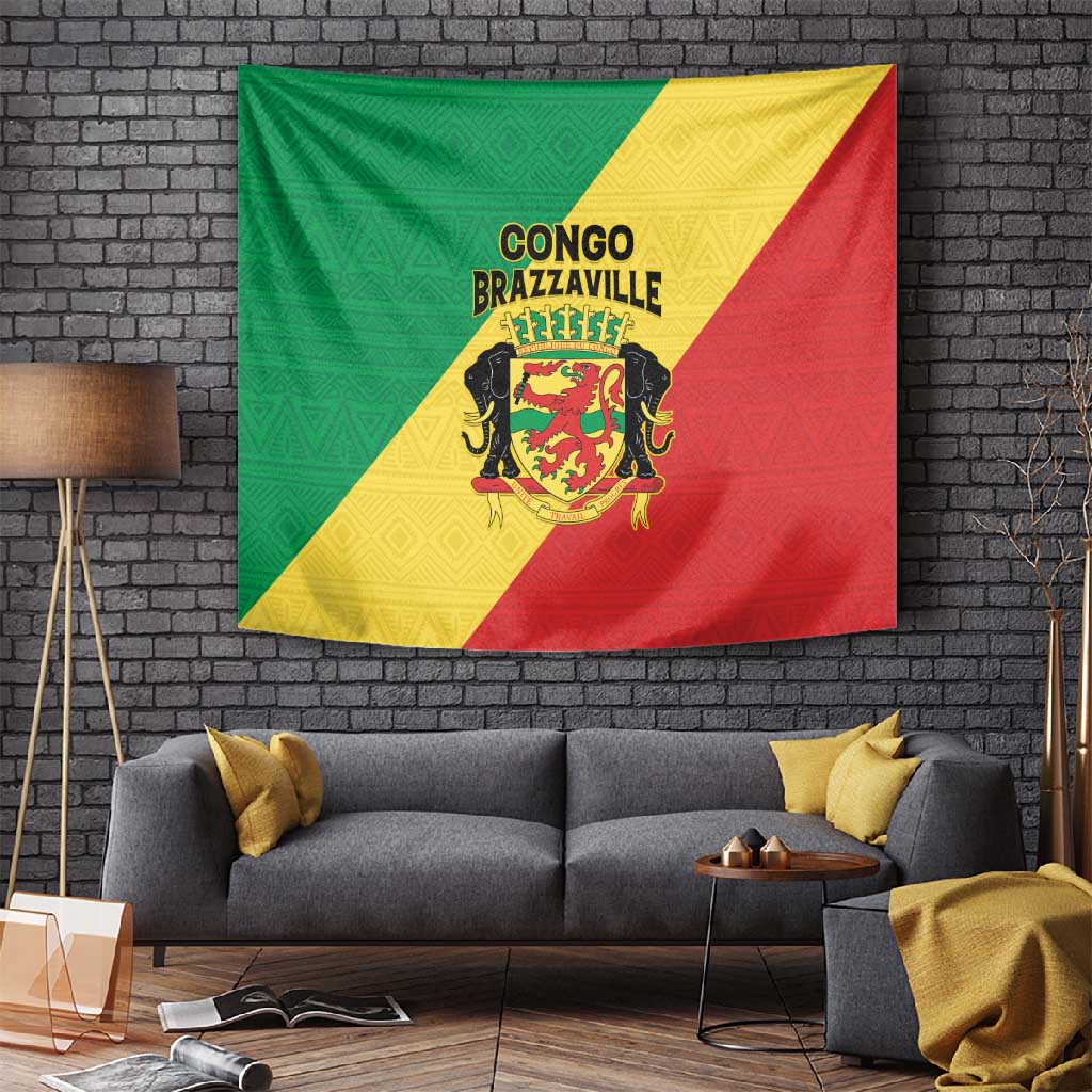 Republique du Congo Tapestry Coat Of Arms African Pattern LT15