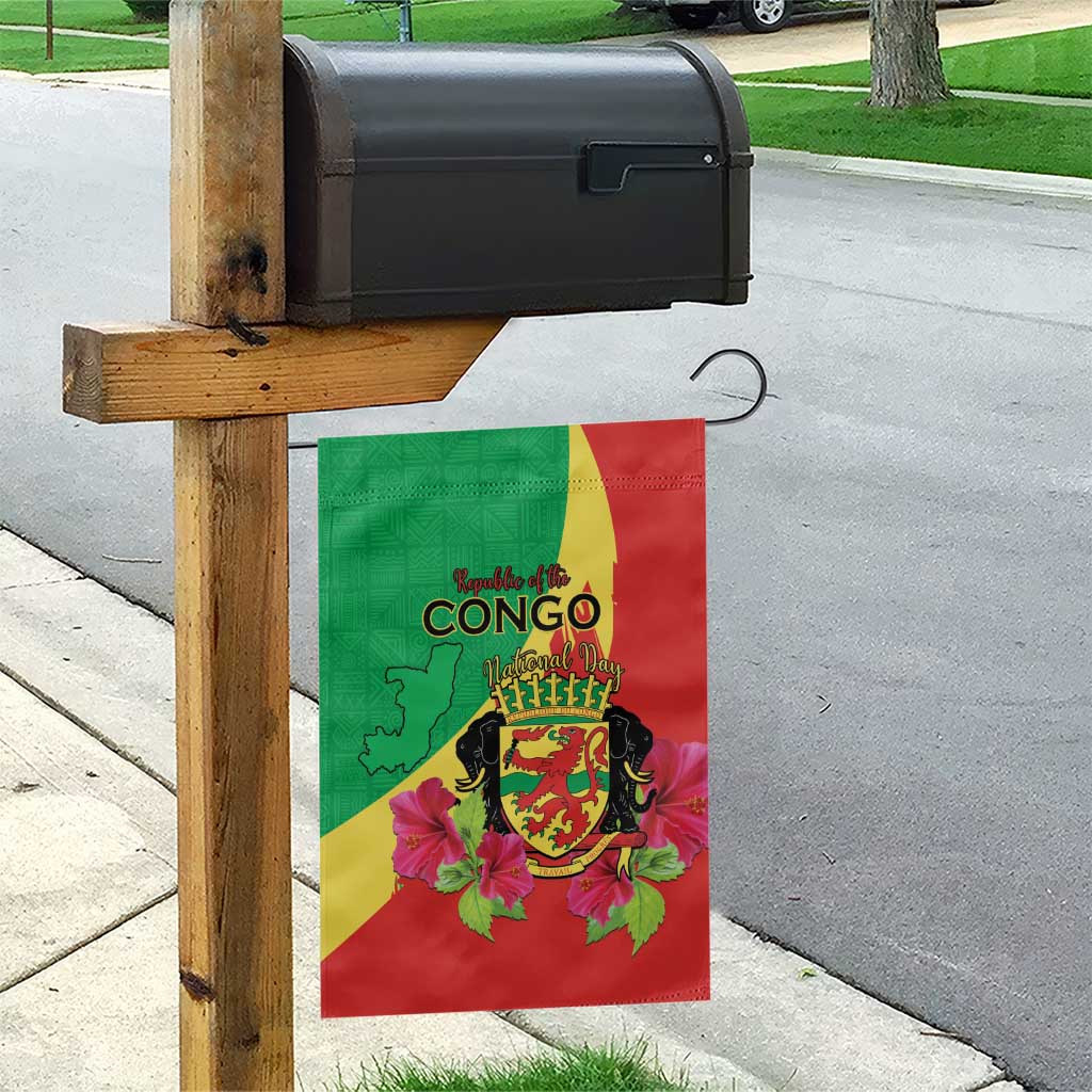 Personalized Congo-Brazzaville National Day Garden Flag Coat Of Arms With Map LT15