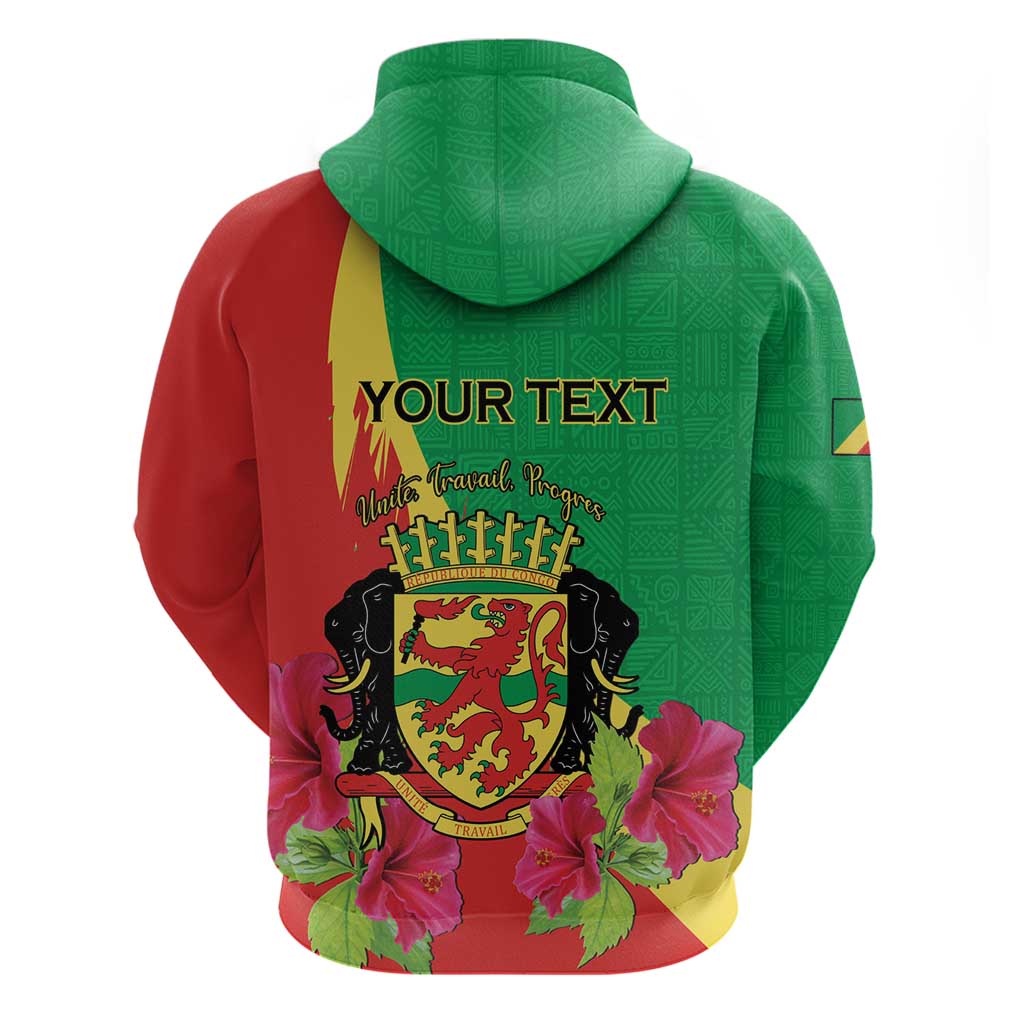 Personalized Congo Brazzaville National Day Hoodie Coat Of Arms Hibiscus Flower LT15