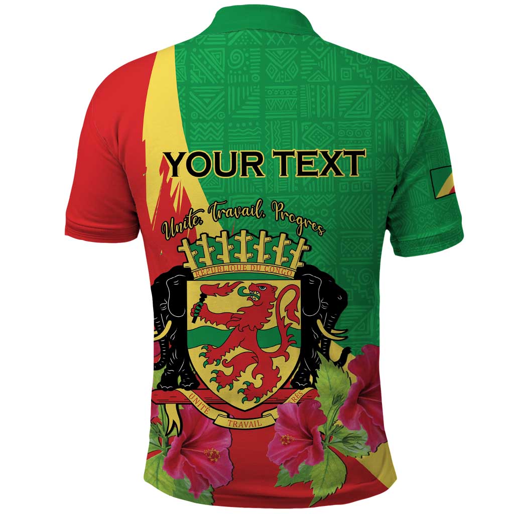 Personalized Congo Brazzaville National Day Polo Shirt Coat Of Arms Hibiscus Flower LT15