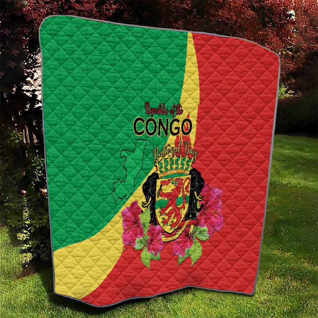 Personalized Congo-Brazzaville National Day Quilt Coat Of Arms With Map LT15