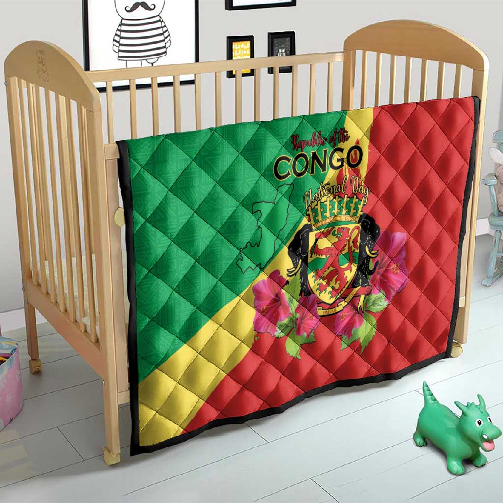 Personalized Congo-Brazzaville National Day Quilt Coat Of Arms With Map LT15