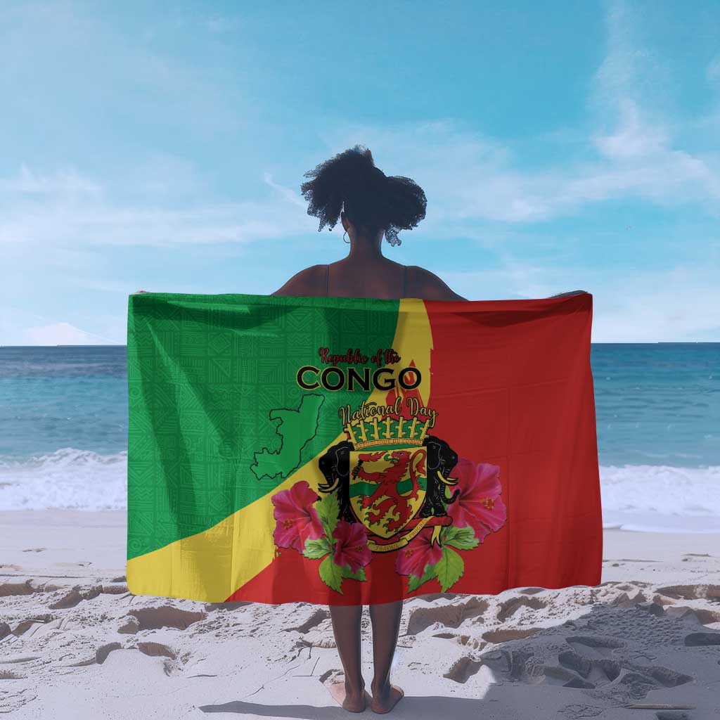 Personalized Congo-Brazzaville National Day Sarong Coat Of Arms With Map LT15