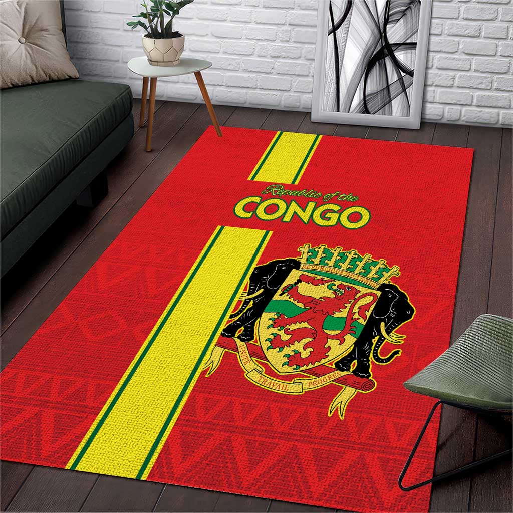 Republique du Congo Football Area Rug Go Ba Diabulu ya Mbwaki Red Color LT15