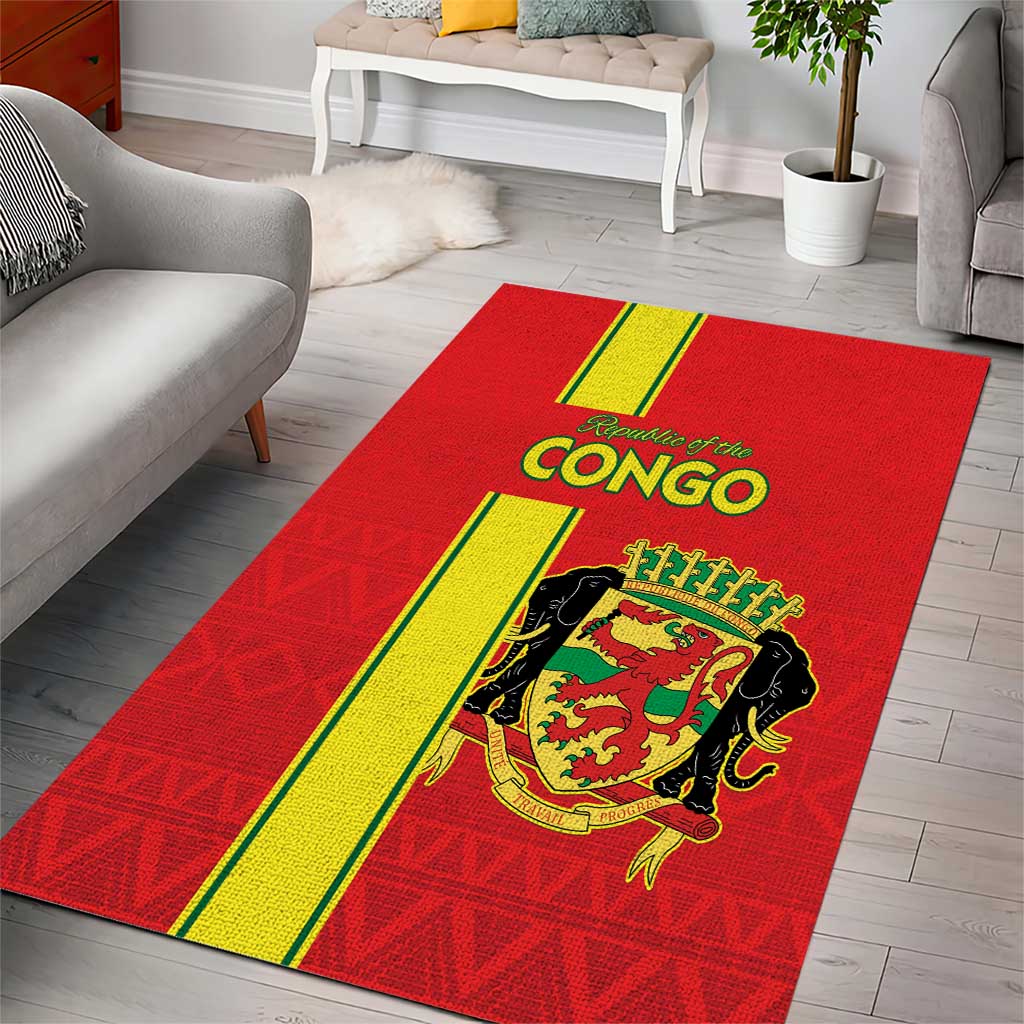 Republique du Congo Football Area Rug Go Ba Diabulu ya Mbwaki Red Color LT15