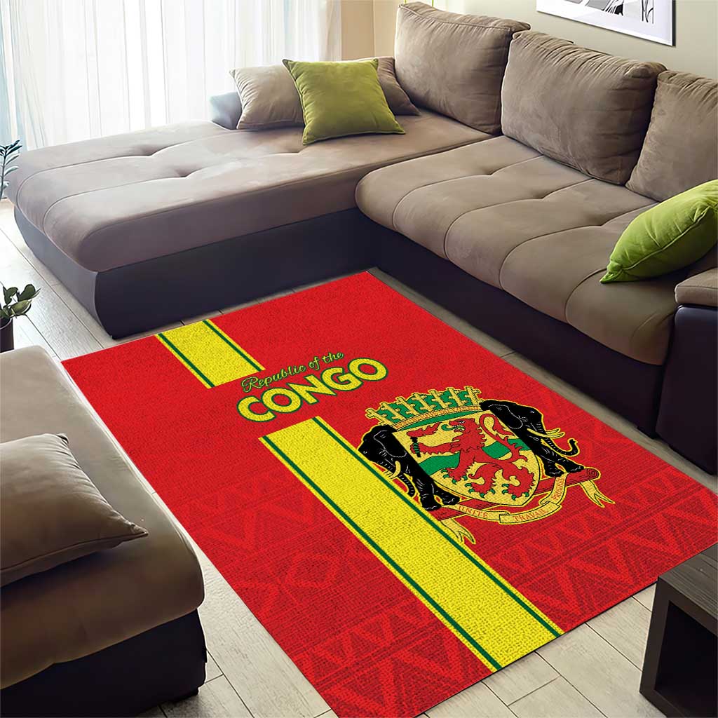 Republique du Congo Football Area Rug Go Ba Diabulu ya Mbwaki Red Color LT15