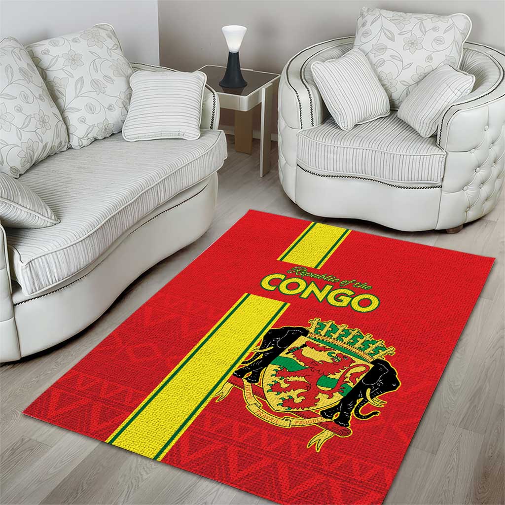 Republique du Congo Football Area Rug Go Ba Diabulu ya Mbwaki Red Color LT15