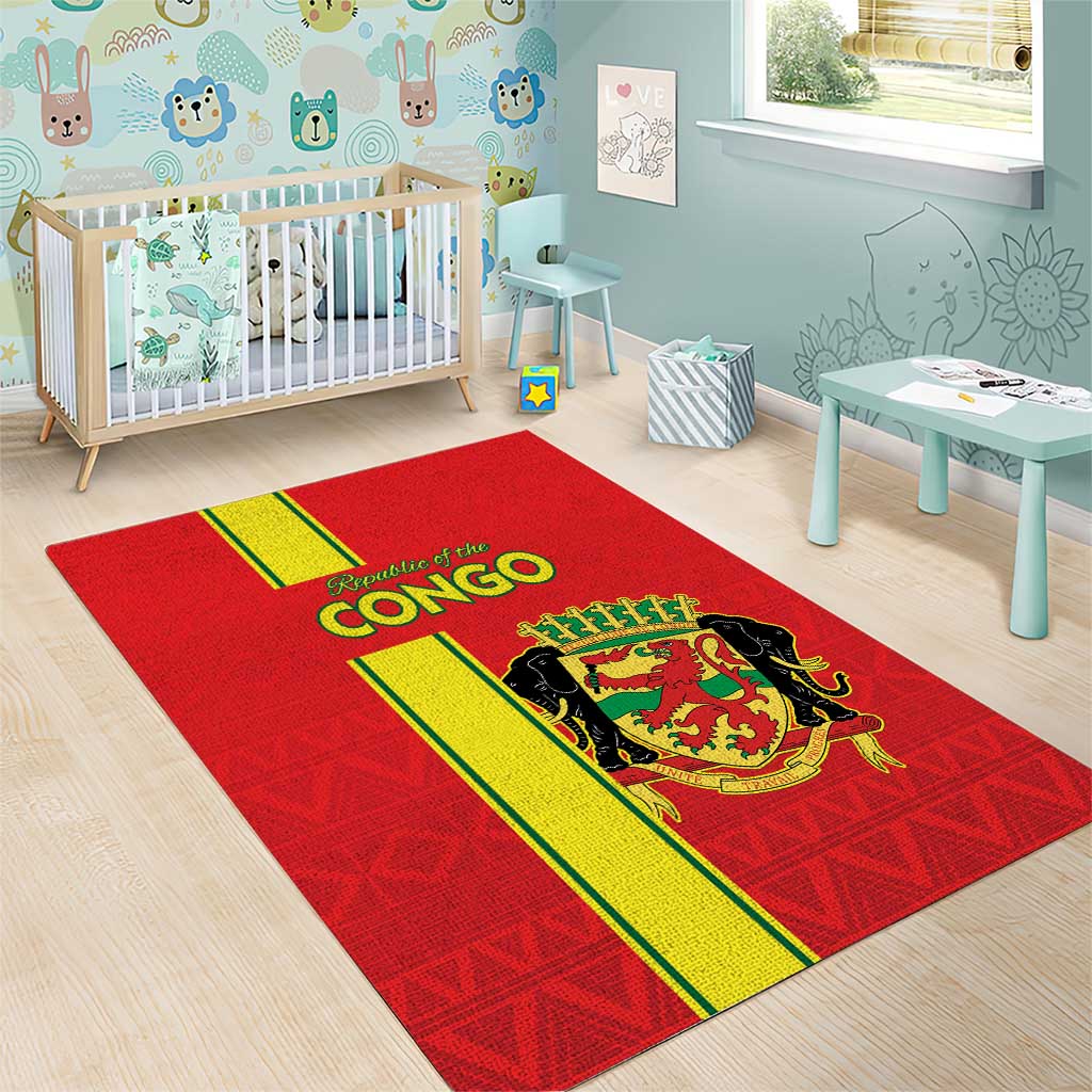 Republique du Congo Football Area Rug Go Ba Diabulu ya Mbwaki Red Color LT15