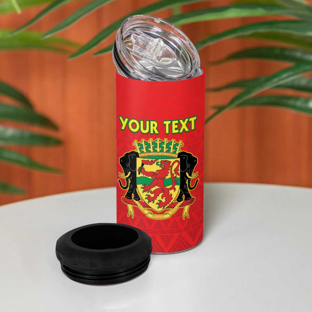 Custom Republique du Congo Football 4 in 1 Can Cooler Tumbler Go Ba Diabulu ya Mbwaki Red Color LT15