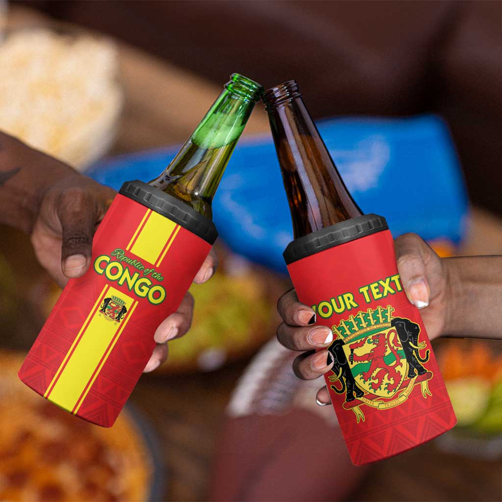 Custom Republique du Congo Football 4 in 1 Can Cooler Tumbler Go Ba Diabulu ya Mbwaki Red Color LT15