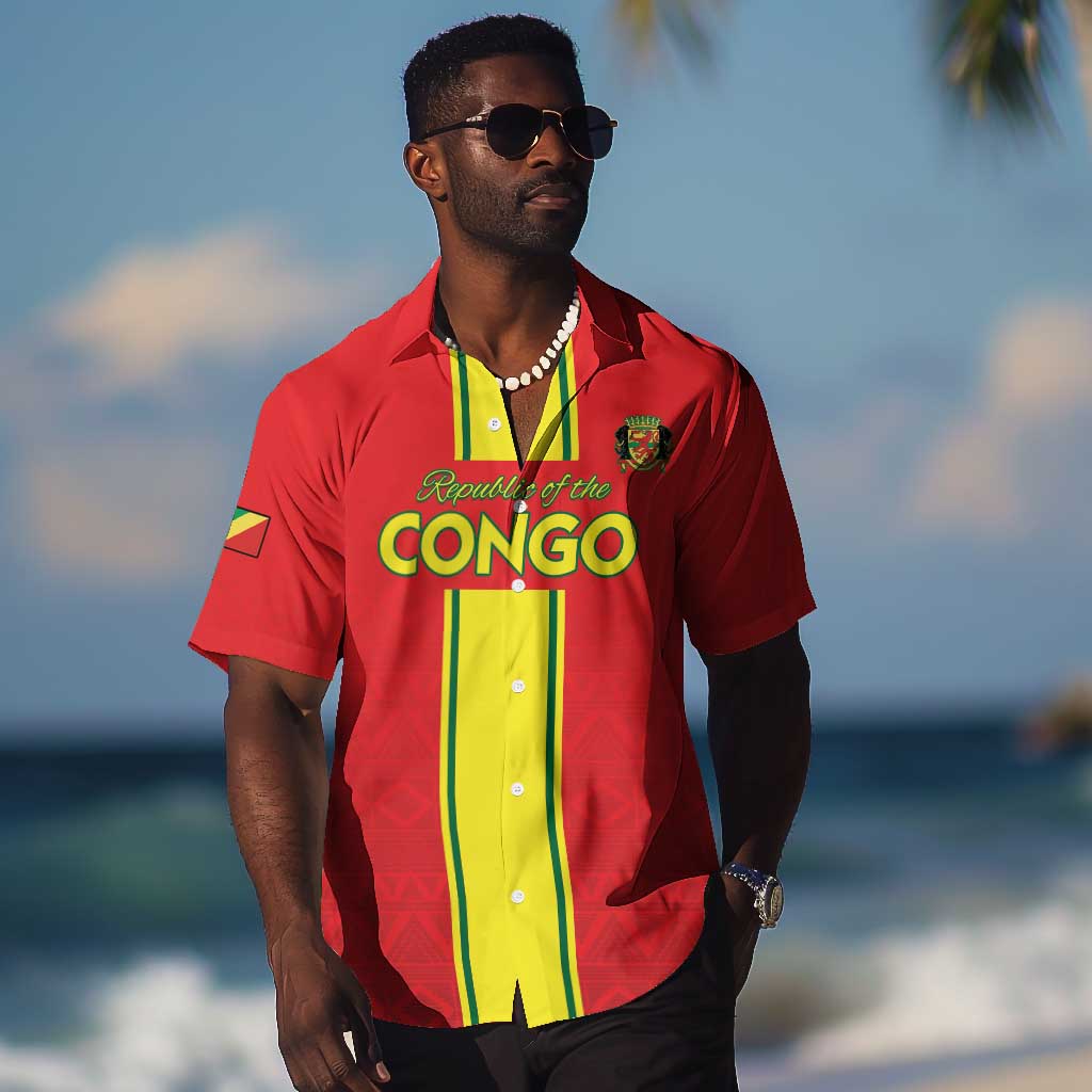 Custom Republique du Congo Football Hawaiian Shirt Go Ba Diabulu ya Mbwaki Red Color LT15