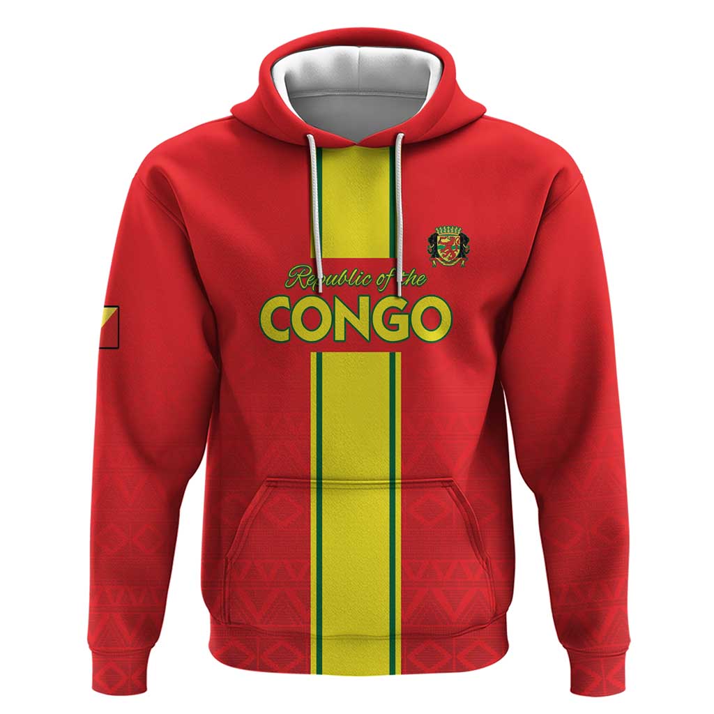 Custom Congo Brazzaville Football Hoodie Go Ba Diabulu ya Mbwaki Red Color LT15