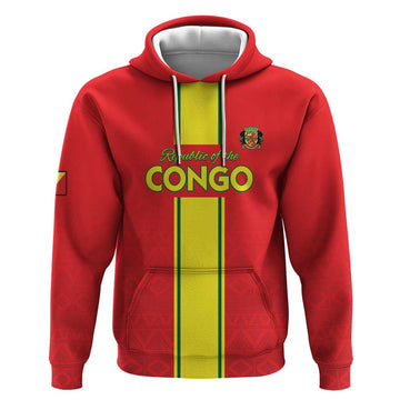 Custom Congo Brazzaville Football Hoodie Go Ba Diabulu ya Mbwaki Red Color LT15
