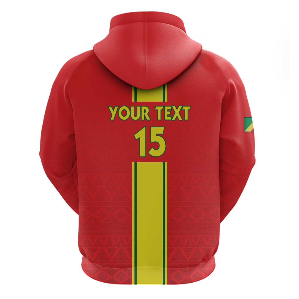 Custom Congo Brazzaville Football Hoodie Go Ba Diabulu ya Mbwaki Red Color LT15
