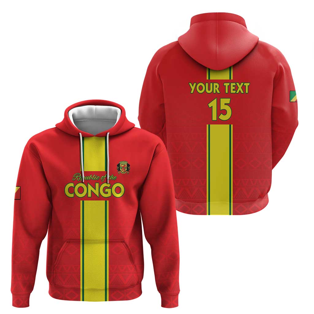 Custom Congo Brazzaville Football Hoodie Go Ba Diabulu ya Mbwaki Red Color LT15